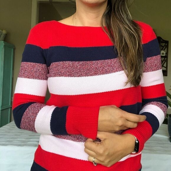 Tommy Hilfiger Stripe Cotton Knit Sweater Pullover - Picture 5 of 9